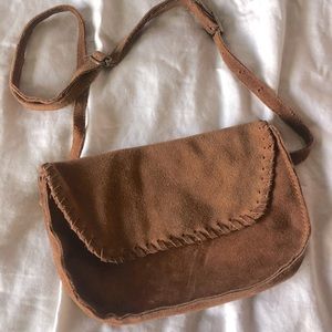 Brown cognac Suede leather Fanny pack crossbody  purse world market small